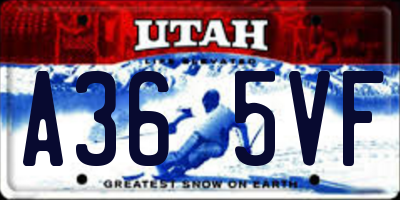 UT license plate A365VF
