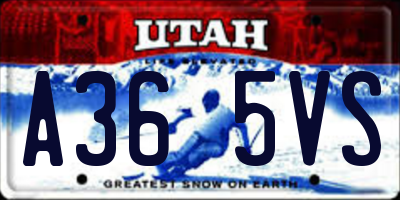 UT license plate A365VS