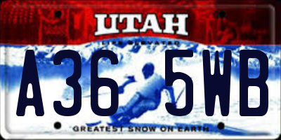 UT license plate A365WB