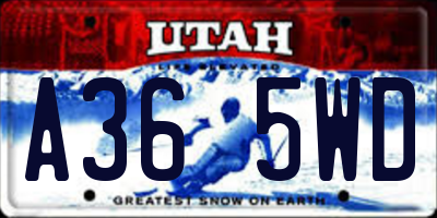 UT license plate A365WD