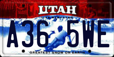 UT license plate A365WE