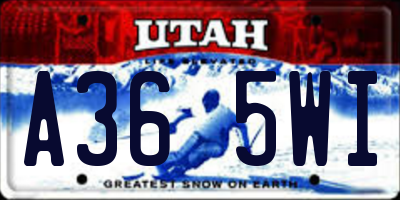 UT license plate A365WI