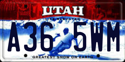 UT license plate A365WM