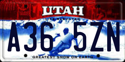 UT license plate A365ZN
