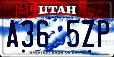 UT license plate A365ZP