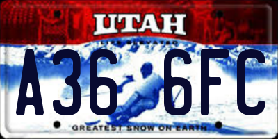 UT license plate A366FC