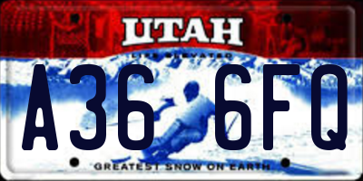 UT license plate A366FQ