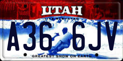 UT license plate A366JV