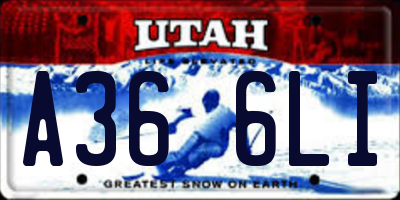 UT license plate A366LI