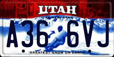 UT license plate A366VJ