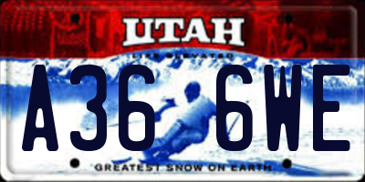 UT license plate A366WE