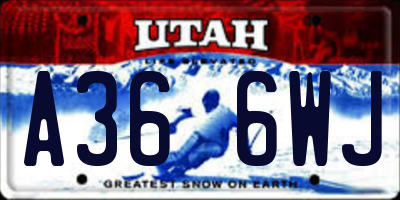 UT license plate A366WJ