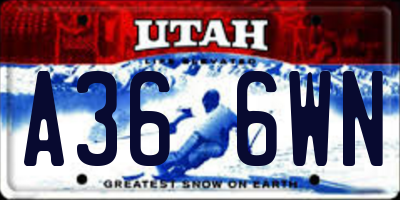 UT license plate A366WN