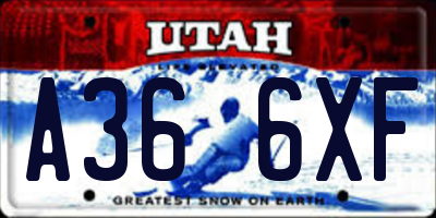 UT license plate A366XF