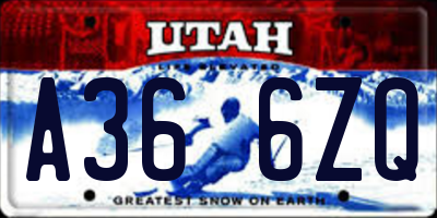 UT license plate A366ZQ