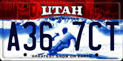 UT license plate A367CT