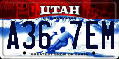 UT license plate A367EM