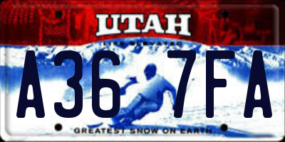 UT license plate A367FA