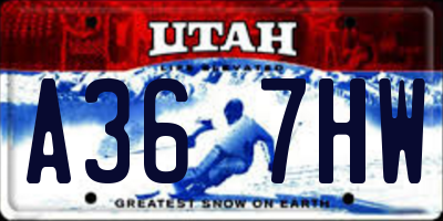 UT license plate A367HW