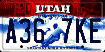 UT license plate A367KE