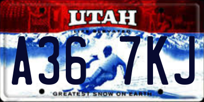 UT license plate A367KJ