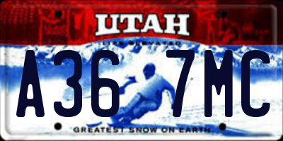 UT license plate A367MC