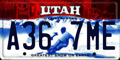 UT license plate A367ME