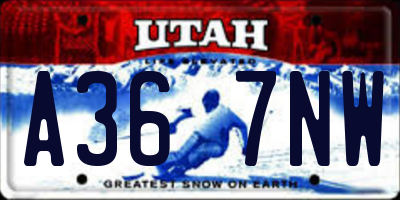 UT license plate A367NW
