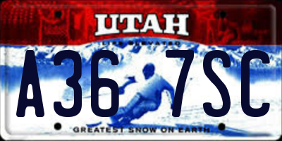 UT license plate A367SC