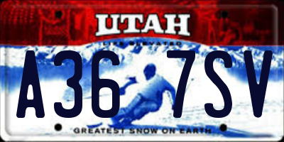 UT license plate A367SV
