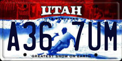 UT license plate A367UM