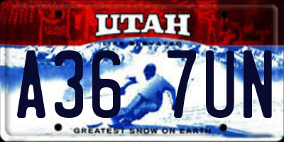 UT license plate A367UN