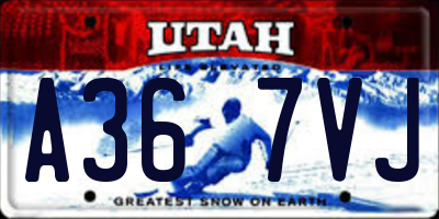UT license plate A367VJ
