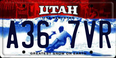 UT license plate A367VR