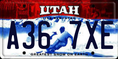 UT license plate A367XE