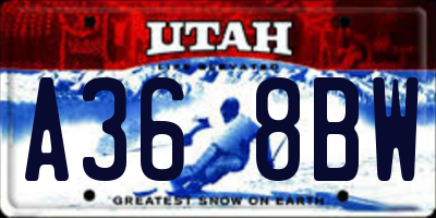 UT license plate A368BW