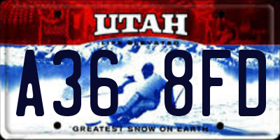 UT license plate A368FD