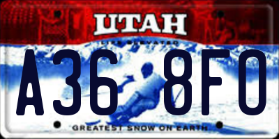 UT license plate A368FO