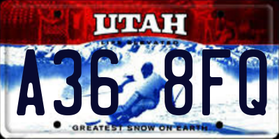 UT license plate A368FQ