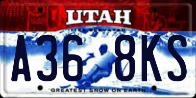 UT license plate A368KS