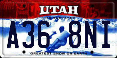 UT license plate A368NI