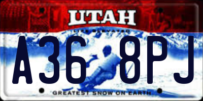 UT license plate A368PJ