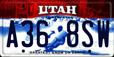 UT license plate A368SW