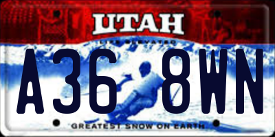 UT license plate A368WN