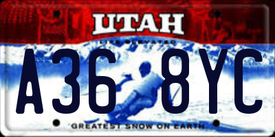 UT license plate A368YC