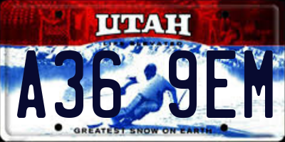 UT license plate A369EM