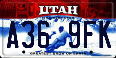 UT license plate A369FK