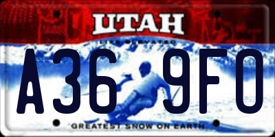 UT license plate A369FO