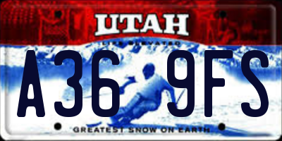 UT license plate A369FS
