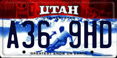 UT license plate A369HD